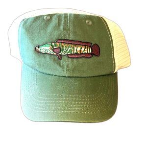 Fishing Speckled Trout Mens Adams Green White Hat Fish Embroidery